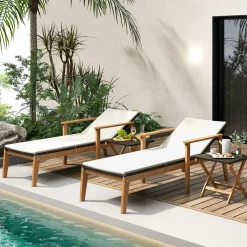 Tangkula Outdoor Chaise Lounge Chair, Rattan Patio Chaise with Armrests & 4-Level Backrest
