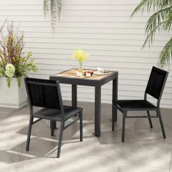 Tangkula Outdoor Dining Chair, Patio Armless Chair with Breathable Seat & Backrest