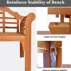 Tangkula Outdoor Eucalyptus Wood Folding Bench for Garden, Patio, Porch, Poolside, Balcony, Teak (Natural)