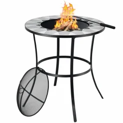 Tangkula Outdoor Fire Pit Table with Tile Tabletop
