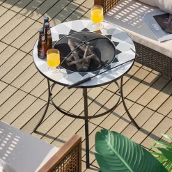 Tangkula Outdoor Fire Pit Table with Tile Tabletop