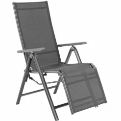 Tangkula Outdoor Folding Lounge Chair, Patio Reclining Chair W/7 Adjustable Backrest & Footrest Positions