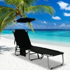 Tangkula Outdoor Folding Chaise Lounge Chair, 5-Fold Reclining Beach Chair