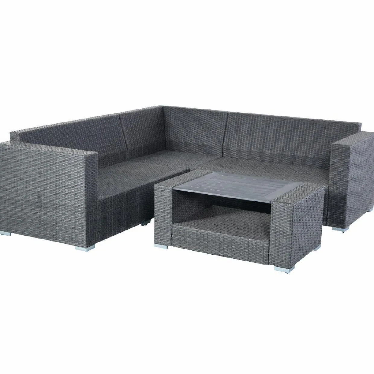 Tangkula Outdoor Furniture 4 Piece, Sectional Sofa with Coffee Table