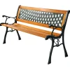 Tangkula Outdoor Garden Bench Park Bench, Patio Bench Chair with Cast Iron & Hardwood Structure