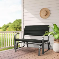 Tangkula Outdoor Glider Patio Chair Bench, Porch Glider Loveseat Swing Bench