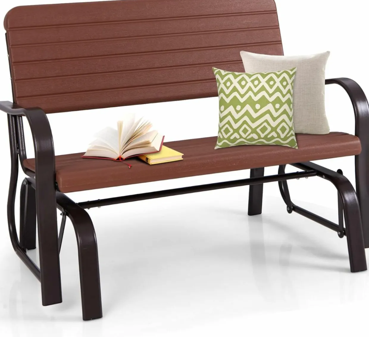 Tangkula Outdoor Glider Patio Chair Bench, Porch Glider Loveseat Swing Bench
