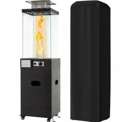 Tangkula Outdoor Heater, 40,000 BTU Propane Patio Heater with Tempered Glass Tube