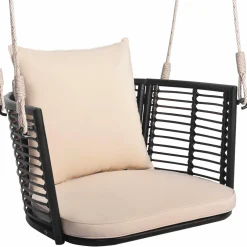 Tangkula Outdoor Metal Porch Swing, Single Person Hanging Seat, Heavy-Duty Swing Chair for Front Porch, Backyard