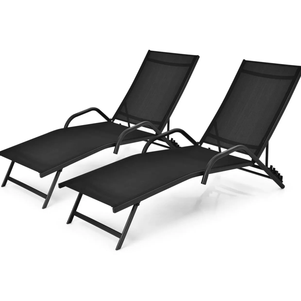 Tangkula Outdoor Patio Chaise Lounge Chairs, Reclining Lounge Chairs with 5-Position Adjustable Backrest & Breathable Fabric