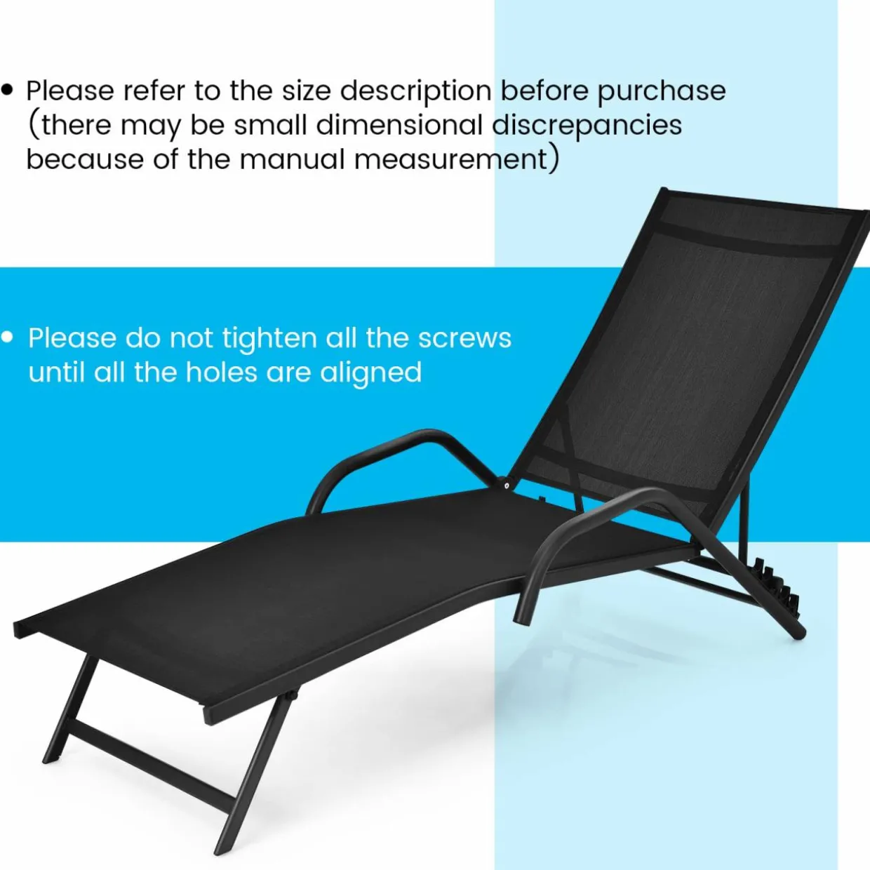 Tangkula Outdoor Patio Chaise Lounge Chairs, Reclining Lounge Chairs with 5-Position Adjustable Backrest & Breathable Fabric