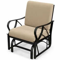 Tangkula Outdoor Patio Glider, Metal Framed Gliding Chair with Cushion