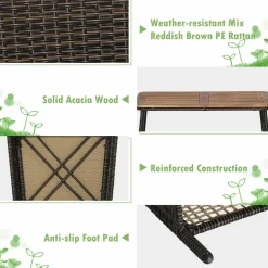Tangkula Outdoor PE Wicker Conversation Set with 2-Tier Coffee Table