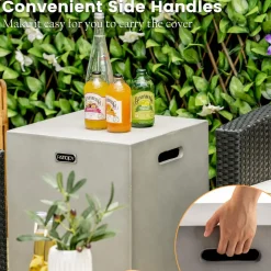 Tangkula Outdoor Propane Tank Cover, Patiojoy Propane Tank Hideaway Table with Side Handles & Adjustable Foot Pads