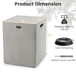 Tangkula Outdoor Propane Tank Cover, Patiojoy Propane Tank Hideaway Table with Side Handles & Adjustable Foot Pads