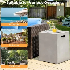 Tangkula Outdoor Propane Tank Cover, Patiojoy Propane Tank Hideaway Table with Side Handles & Adjustable Foot Pads
