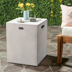 Tangkula Outdoor Propane Tank Cover, Patiojoy Propane Tank Hideaway Table with Side Handles & Adjustable Foot Pads