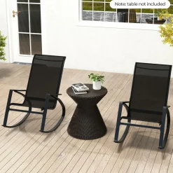 Tangkula Outdoor Rocking Chairs Set of 2/4, Patio Sling Fabric Rockers with Ergonomic Backrest & Seat