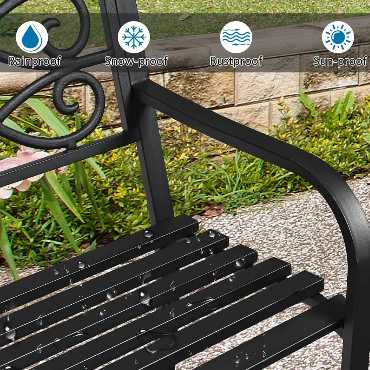 Tangkula Outdoor Steel Garden Bench Park Bench