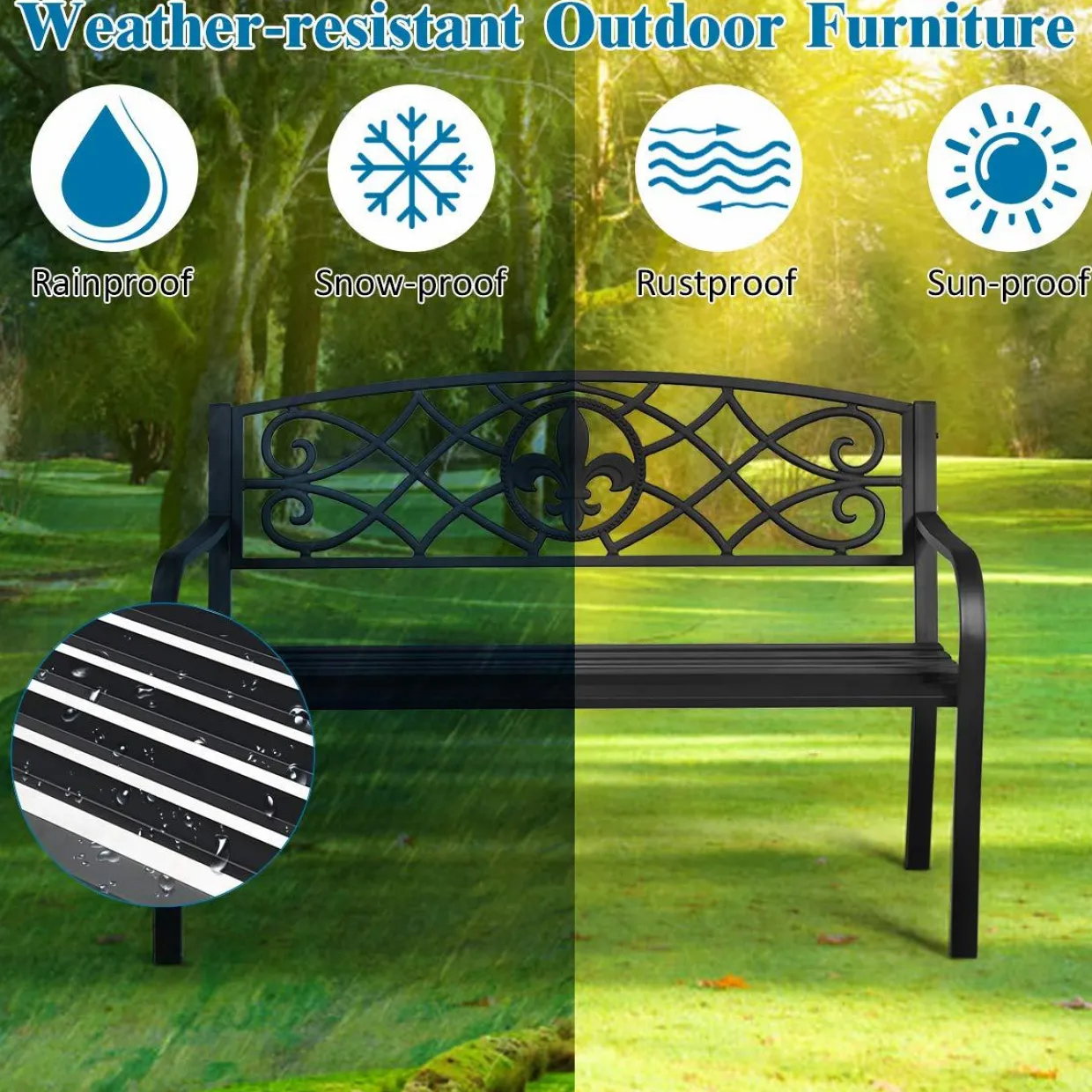 Tangkula Outdoor Steel Garden Bench Park Bench