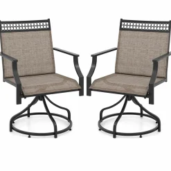 Tangkula Outdoor Swivel Dining Chairs Set of 2/4, Patio Chairs with Quick-Drying Fabric and Metal Frame