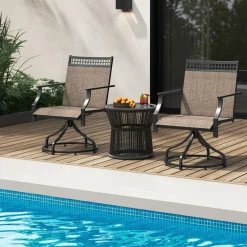 Tangkula Outdoor Swivel Dining Chairs Set of 2/4, Patio Chairs with Quick-Drying Fabric and Metal Frame