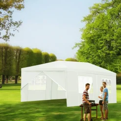 TANGKULA Outdoor Tent 10x20, White Party Wedding Tent Canopy with Removable Sidewalls