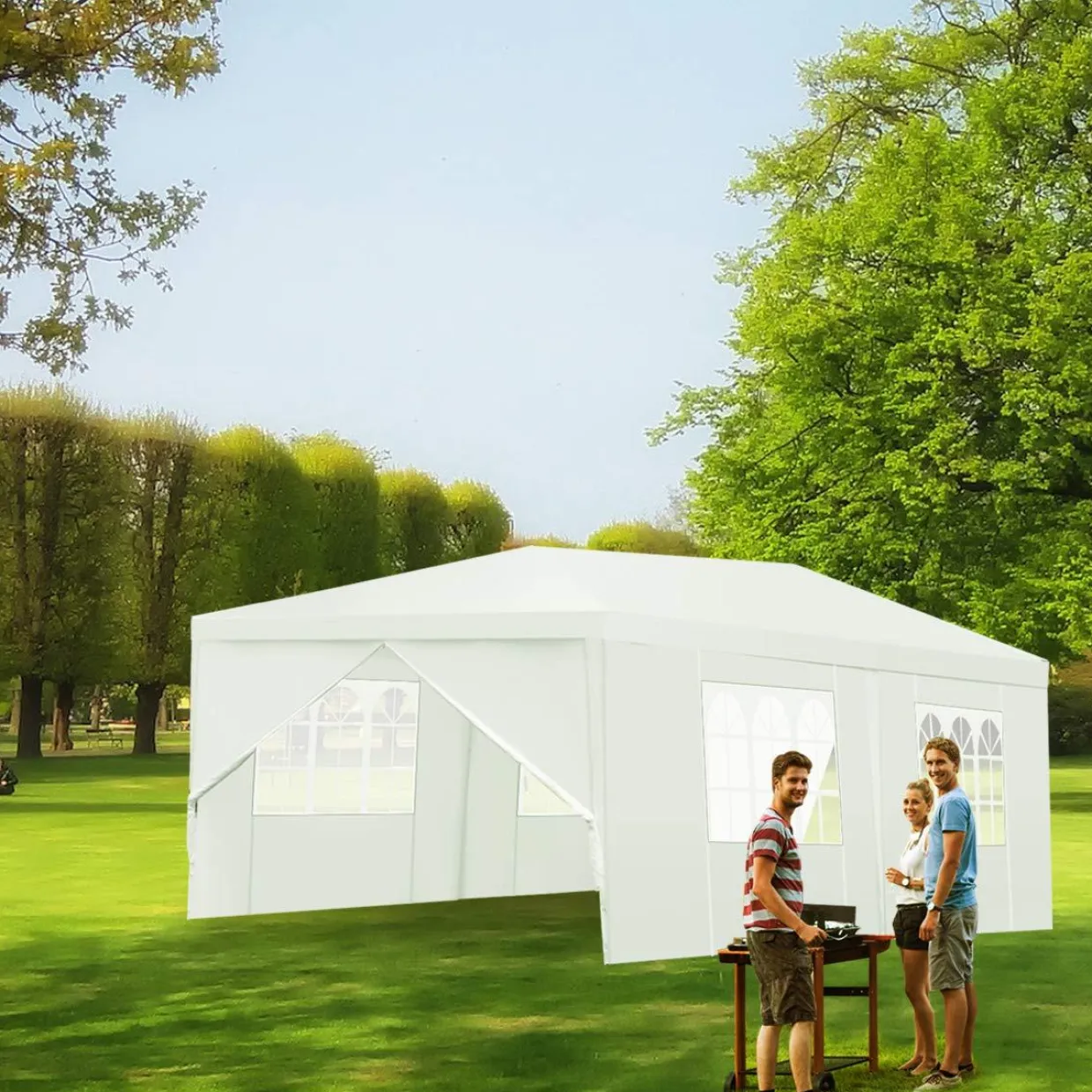 TANGKULA Outdoor Tent 10x20, White Party Wedding Tent Canopy with Removable Sidewalls