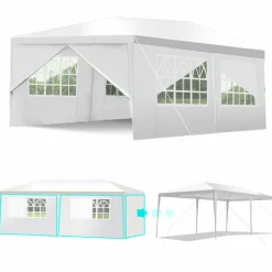 Tangkula Outdoor 10'x20' Canopy Tent, Heavy Duty Wedding Party Tent with 4 Removable Sidewalls & 2 Zippered Doorways