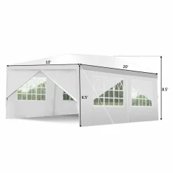 Tangkula Outdoor 10'x20' Canopy Tent, Heavy Duty Wedding Party Tent with 4 Removable Sidewalls & 2 Zippered Doorways