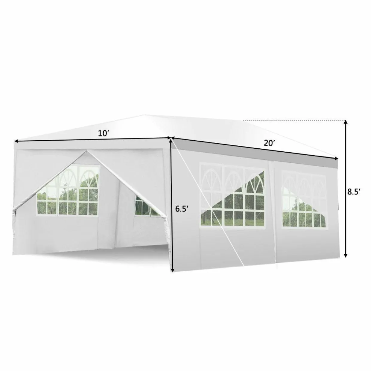 Tangkula Outdoor 10'x20' Canopy Tent, Heavy Duty Wedding Party Tent with 4 Removable Sidewalls & 2 Zippered Doorways