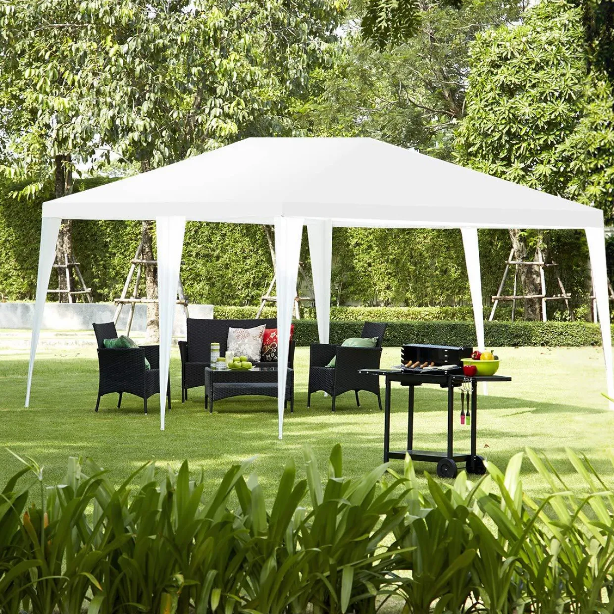 Tangkula Outdoor 10'x20' Canopy Tent, Heavy Duty Wedding Party Tent with 4 Removable Sidewalls & 2 Zippered Doorways