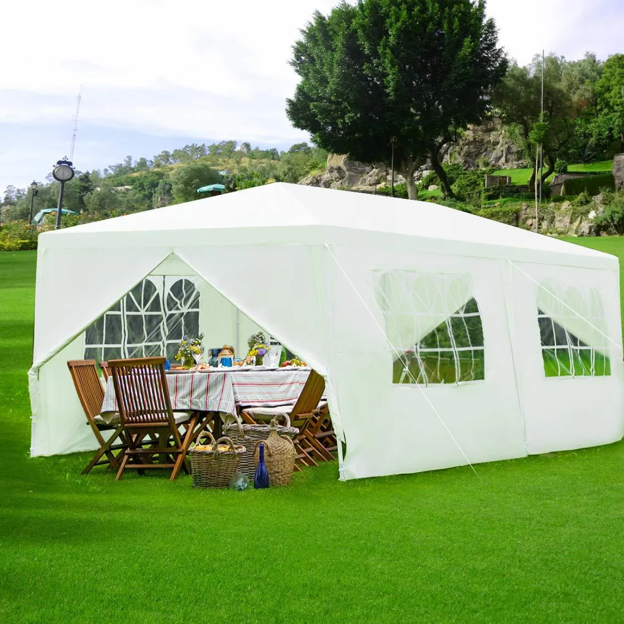 Tangkula Outdoor 10'x20' Canopy Tent, Heavy Duty Wedding Party Tent with 4 Removable Sidewalls & 2 Zippered Doorways