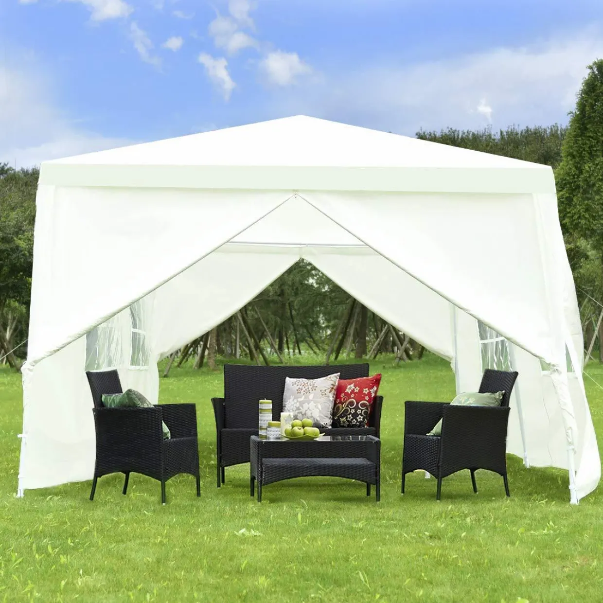 Tangkula Outdoor 10'x20' Canopy Tent, Heavy Duty Wedding Party Tent with 4 Removable Sidewalls & 2 Zippered Doorways