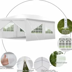 Tangkula Outdoor 10'x20' Canopy Tent, Heavy Duty Wedding Party Tent with 4 Removable Sidewalls & 2 Zippered Doorways