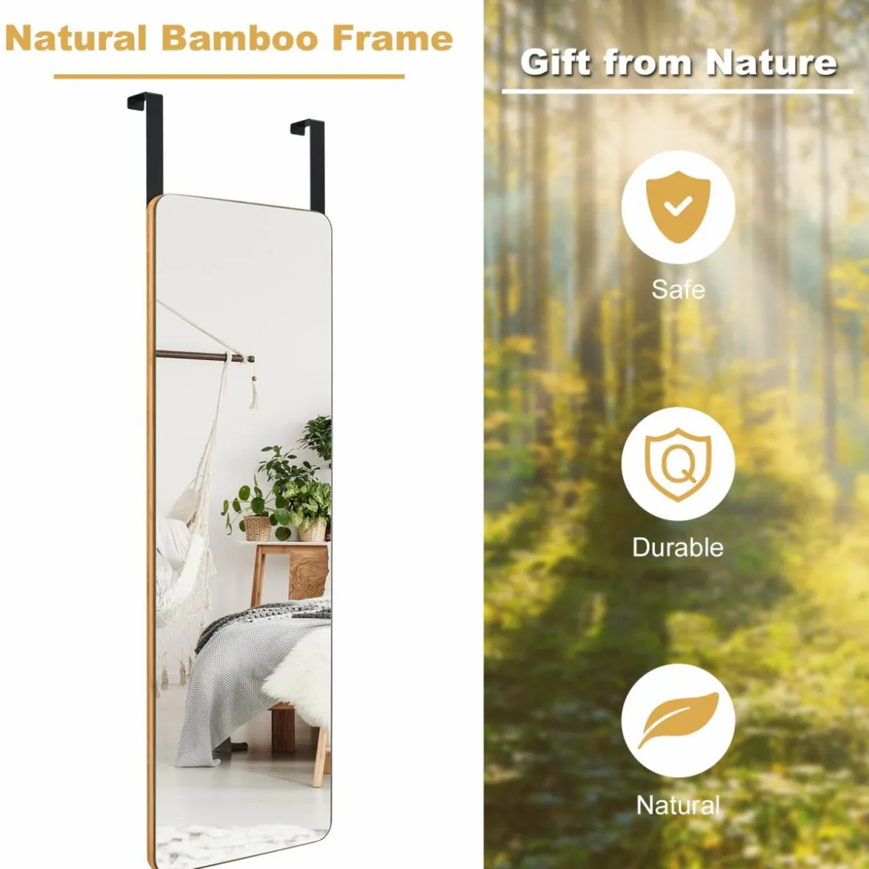Tangkula Over The Door Mirror