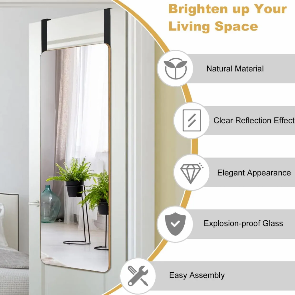 Tangkula Over The Door Mirror