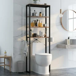 Tangkula Over The Toilet Storage Rack, 70 Inch Tall Bathroom Space Saver w/Metal Frame