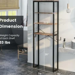 Tangkula Over The Toilet Storage Rack, 70 Inch Tall Bathroom Space Saver w/Metal Frame