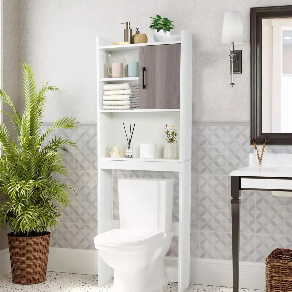 Tangkula Over The Toilet Storage Cabinet