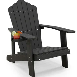 Tangkula Oversized Adirondack Chair, Patio Lounge Chairs w/Adjustable Cup Holder