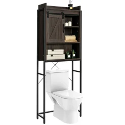 Tangkula Over-The-Toilet Storage Cabinet, Freestanding 4-Tier Bathroom Organizer Rack