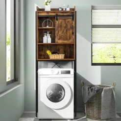 Tangkula Over-The-Toilet Storage Cabinet, Freestanding 4-Tier Bathroom Organizer Rack