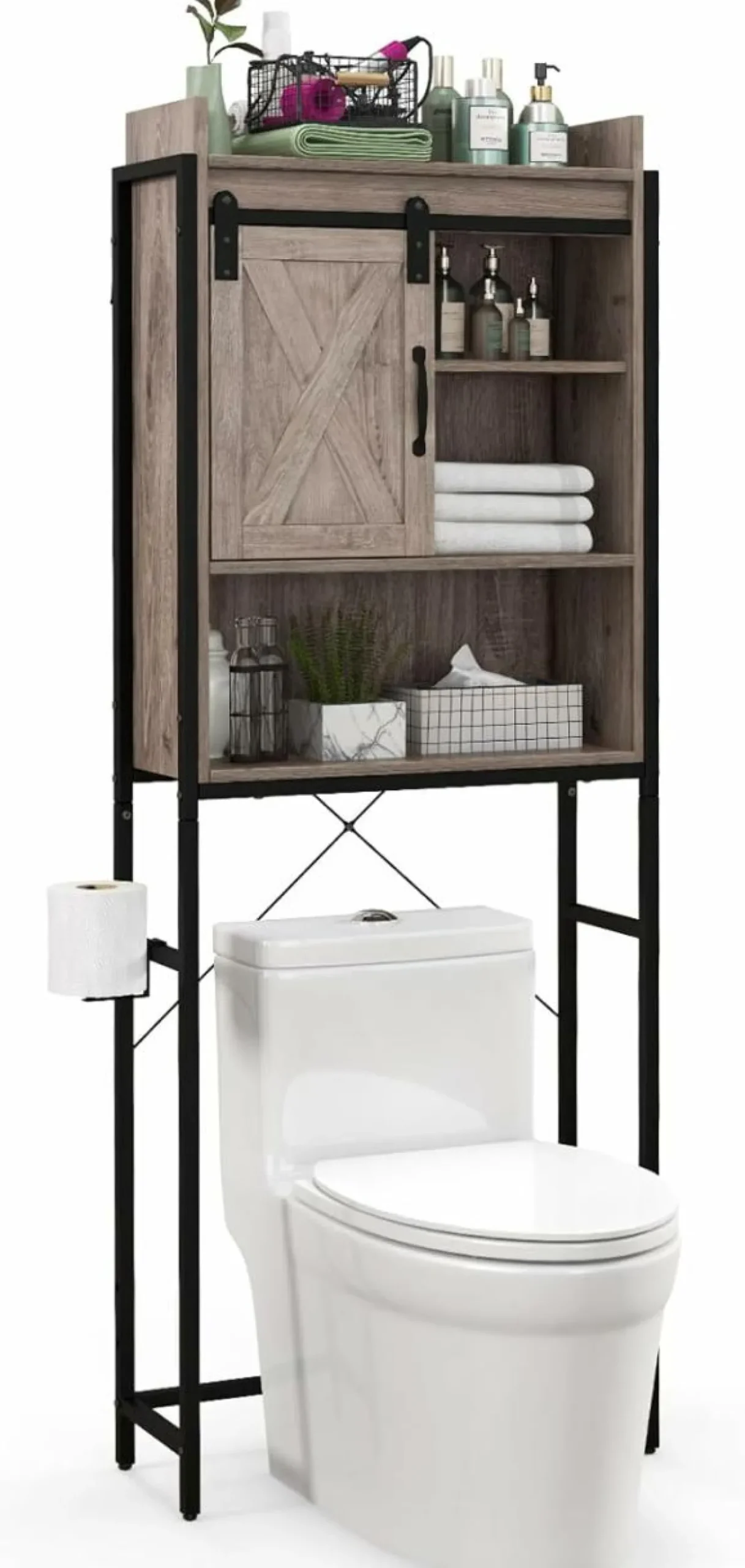 Tangkula Over-The-Toilet Storage Cabinet, Freestanding 4-Tier Bathroom Organizer Rack