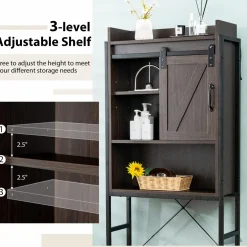Tangkula Over-The-Toilet Storage Cabinet, Freestanding 4-Tier Bathroom Organizer Rack