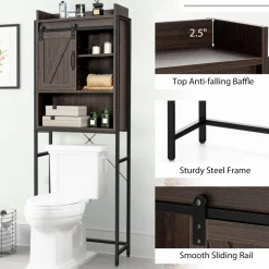 Tangkula Over-The-Toilet Storage Cabinet, Freestanding 4-Tier Bathroom Organizer Rack