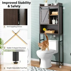 Tangkula Over-The-Toilet Storage Cabinet, Freestanding 4-Tier Bathroom Organizer Rack