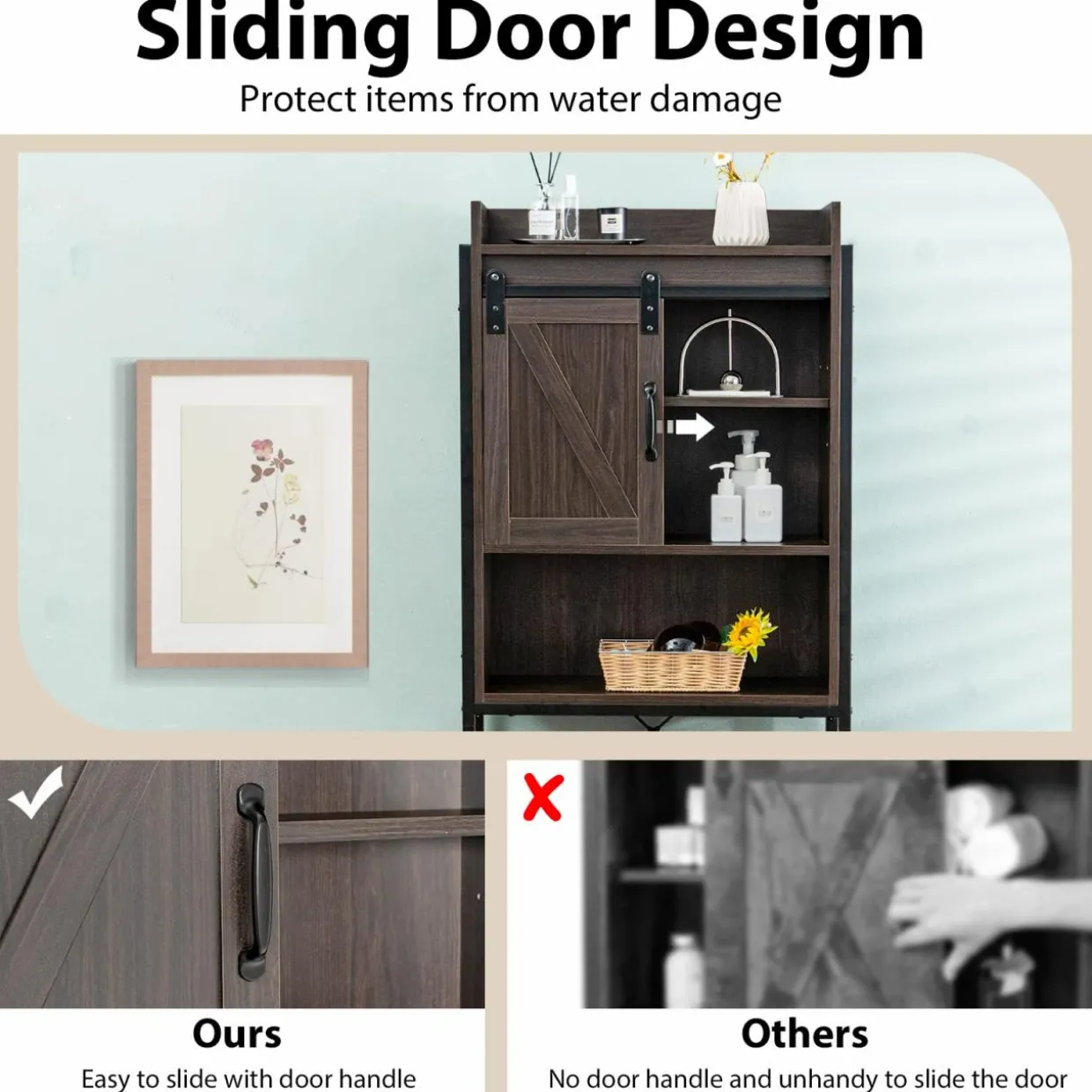 Tangkula Over-The-Toilet Storage Cabinet, Freestanding 4-Tier Bathroom Organizer Rack