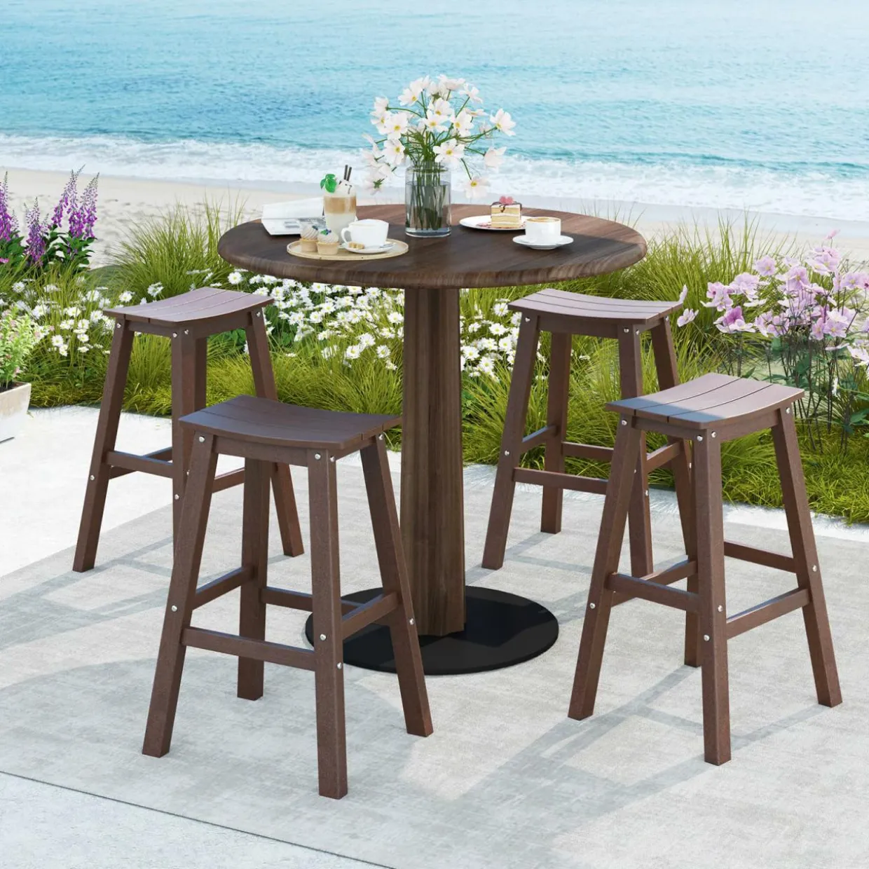 Tangkula Patio Bar Stools Set of 2/4