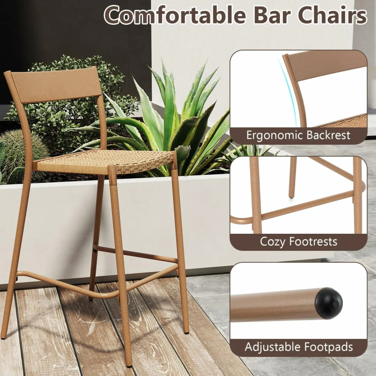 Tangkula Patio Barstools Set of 2/4
